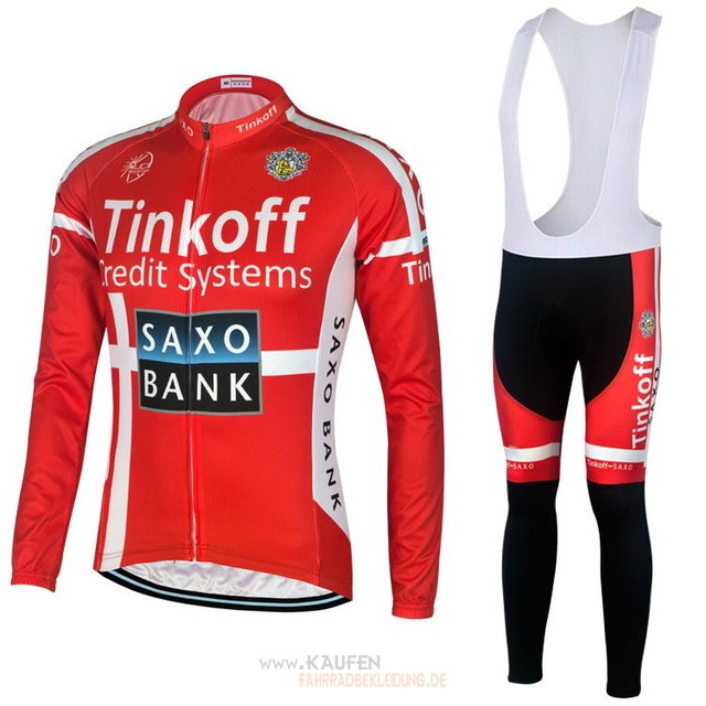 Tinkoff Saxo Bank Langarmtrikot 2018 und Lange Tragerhose Rot Shwarz